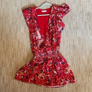 Parker red floral dress